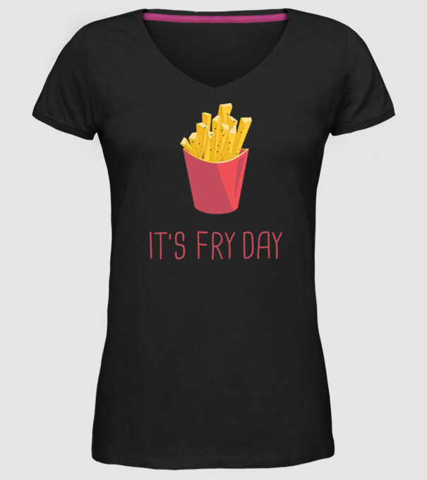'It''s Fry Day' model negru pe tricou