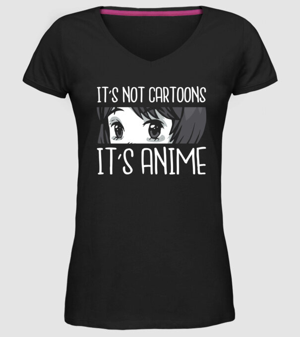 'It''s not cartoons it''s anime' model negru pe tricou