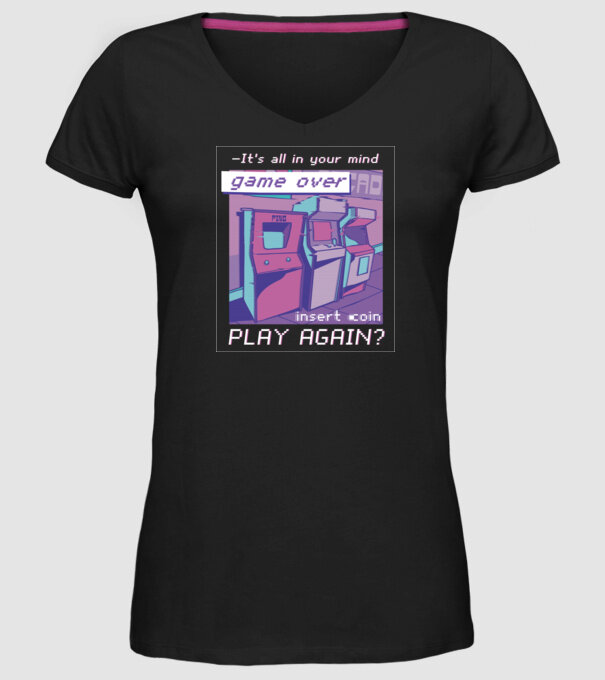 Sala de jocuri Retro Arcade model negru pe tricou