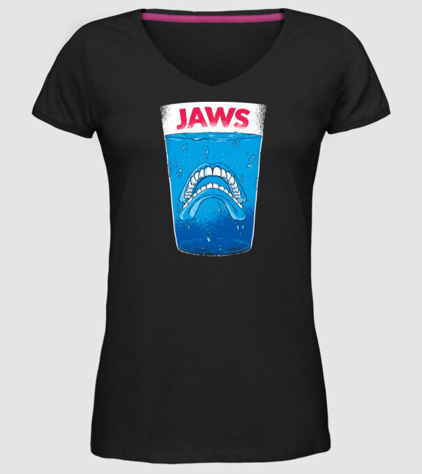 Jaws dinți tricou parodie model negru pe tricou