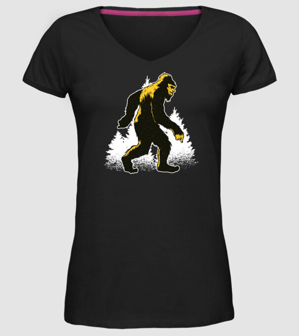 Yeti în pădure model negru pe tricou