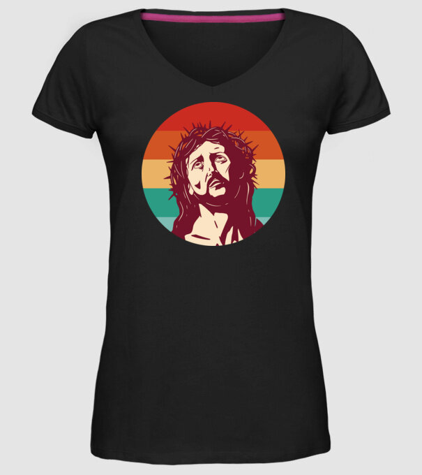 Iisus Hristos Retro model negru pe tricou
