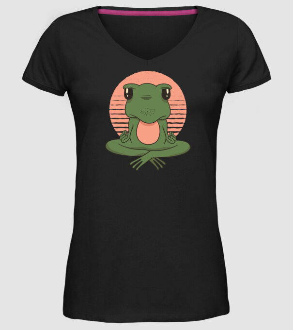 Yoga Broască model negru pe tricou