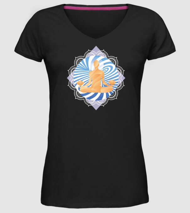 Meditație yoga model negru pe tricou