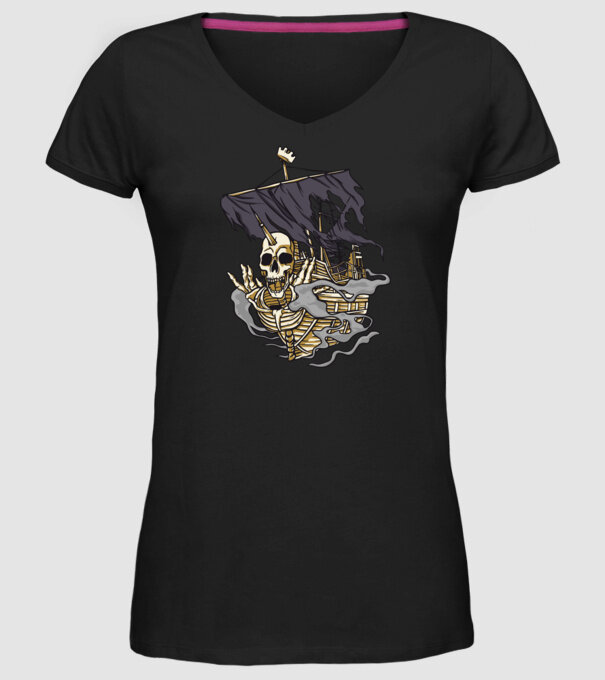 Nava piraților model negru pe tricou