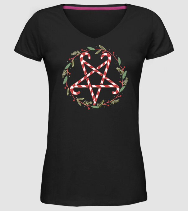 Pentagrama de Crăciun model negru pe tricou