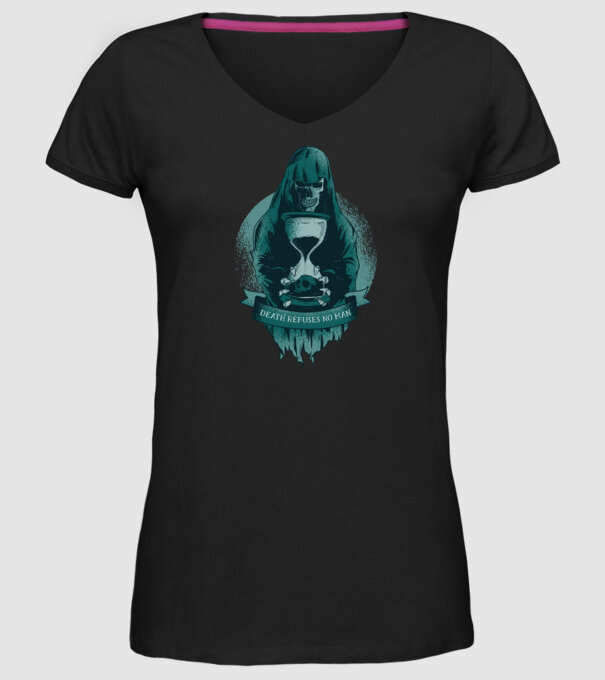 Om cu coasă (Moartea?) model negru pe tricou