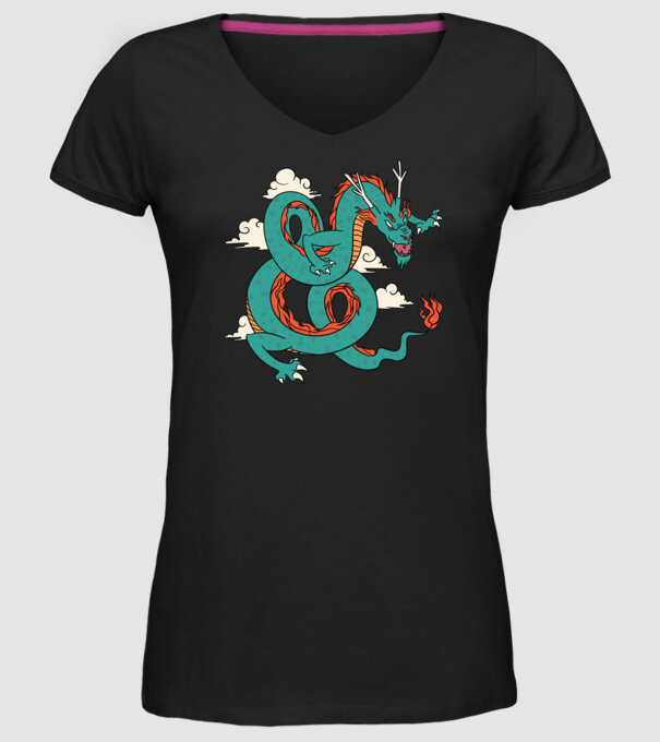 Dragon Chinez model negru pe tricou