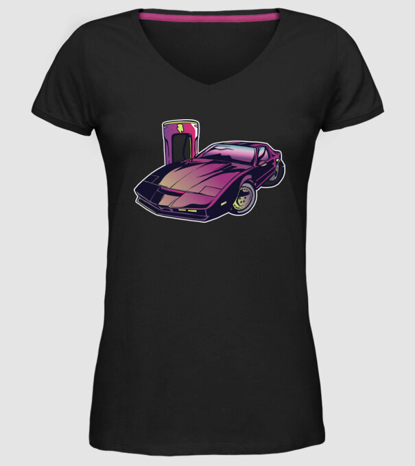 Kitt pe încărcător electric tricou amuzant model negru pe tricou