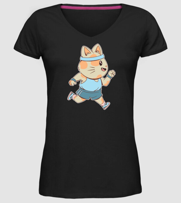 Pisică Jogging model negru pe tricou