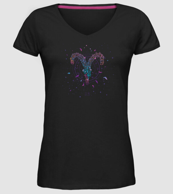 Aries Zodiac model negru pe tricou