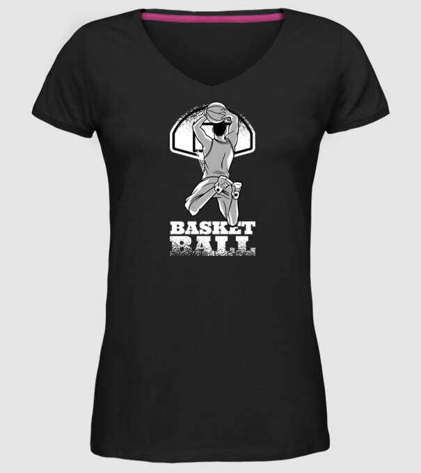 Baschet aruncare la coș model negru pe tricou