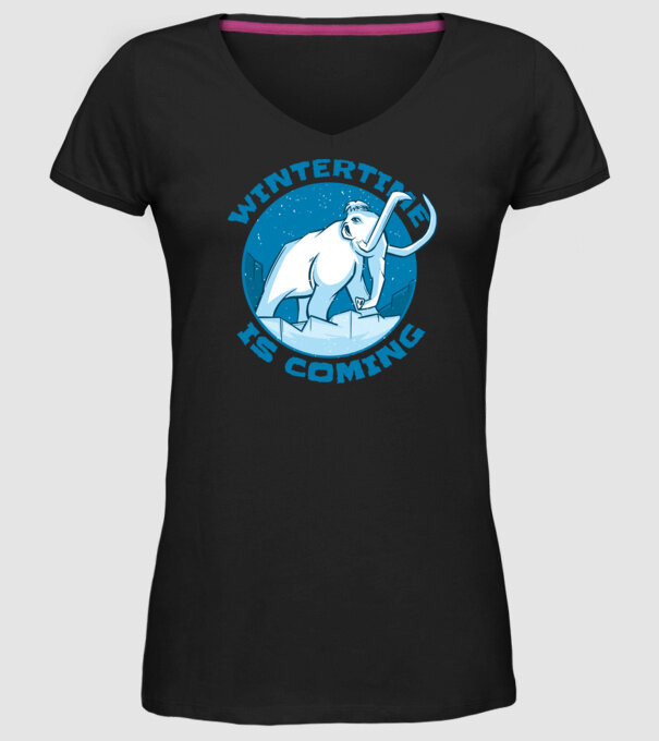 Vine Iarna Mamut model negru pe tricou