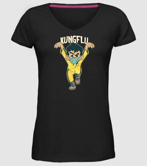 Kung Flu Coronavirus Karate model negru pe tricou