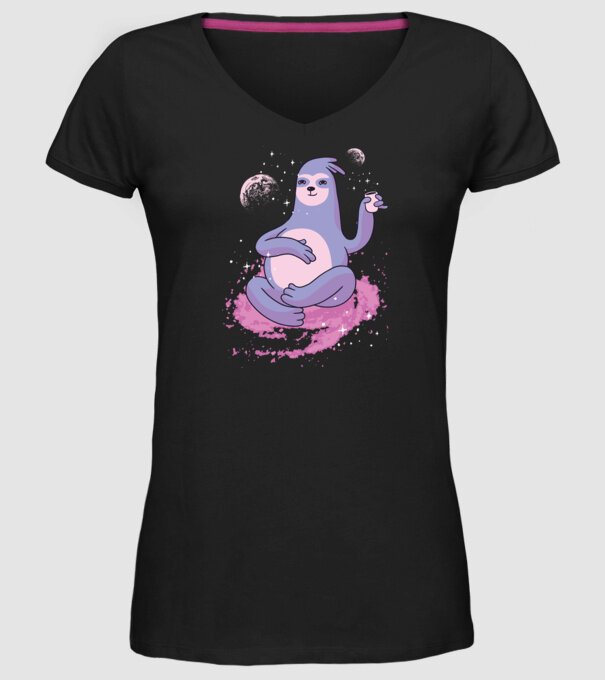 Leneș în spațiu model negru pe tricou