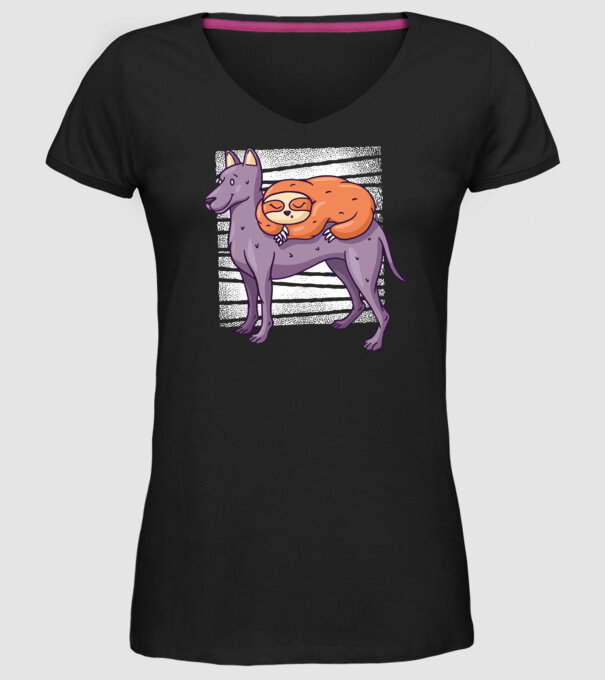 Leneș pe câine model negru pe tricou