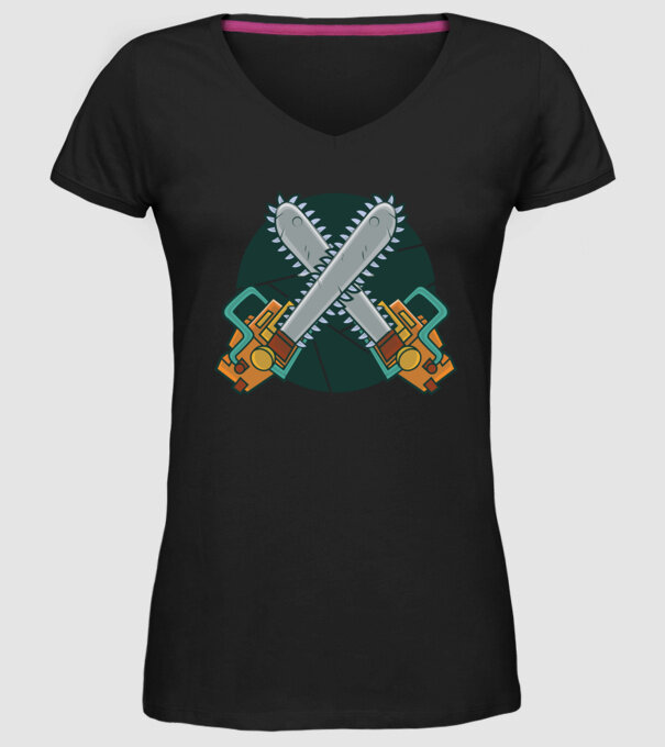 Drujbă tăietor de lemne model negru pe tricou