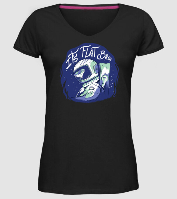Astronaut Pământ plat model negru pe tricou