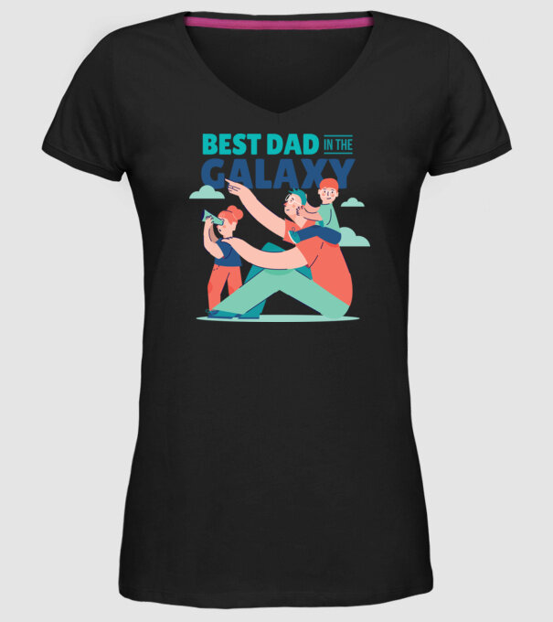 Cel mai bun tată din Galaxie model negru pe tricou