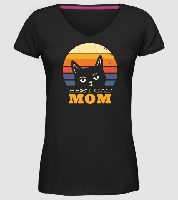 Cea mai bună mamă pisică model negru pe tricou