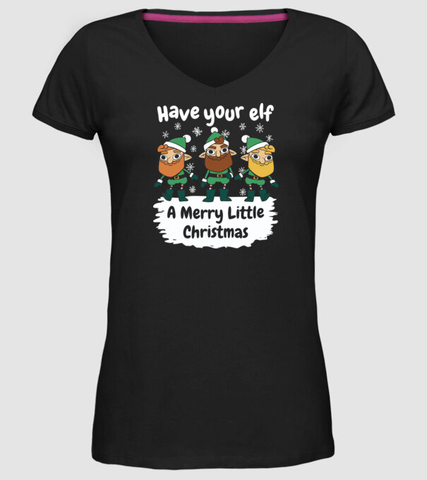 Să ai un Crăciun fericit de Elf model negru pe tricou
