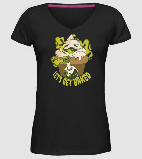 'Let''s Get Baked' model negru pe tricou