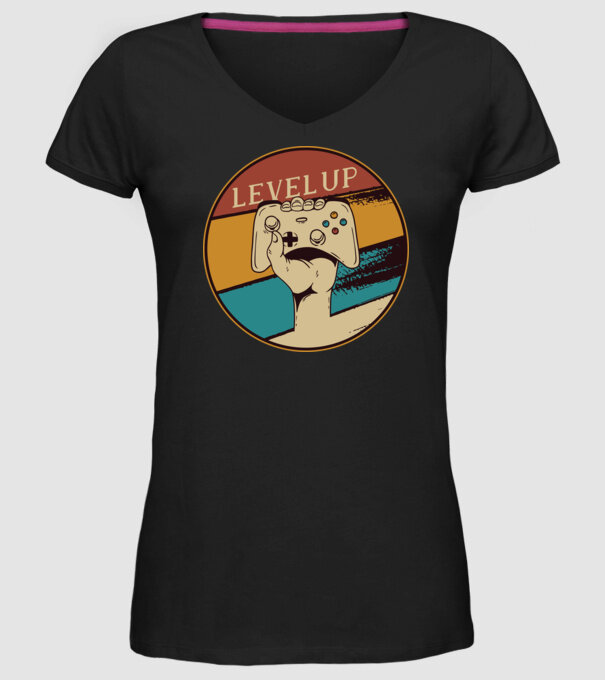 Level up - Trecere nivel Gamer model negru pe tricou