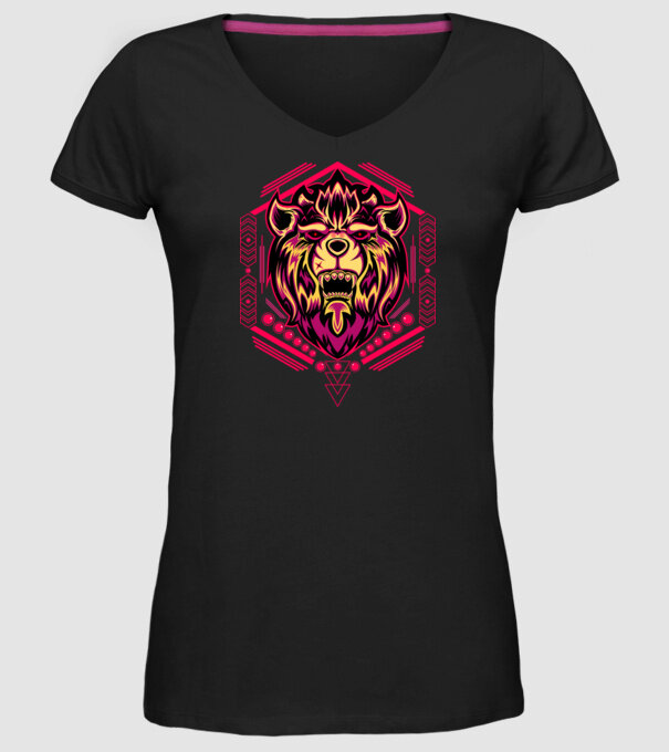 Lion geometry model negru pe tricou