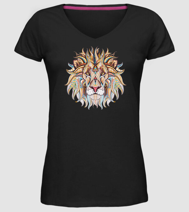 lion octopus model negru pe tricou