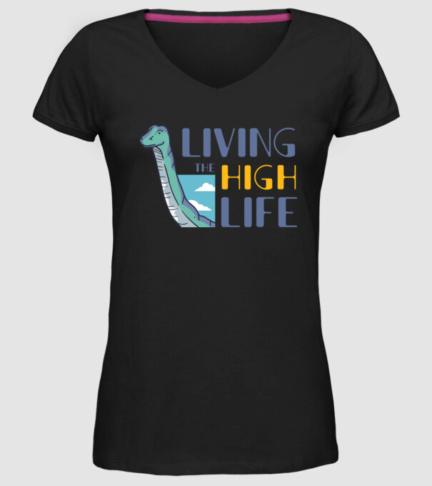 Living the High Life Dinosaur model negru pe tricou