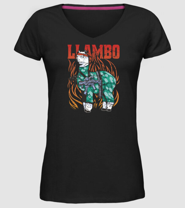 Llambo Lama model negru pe tricou