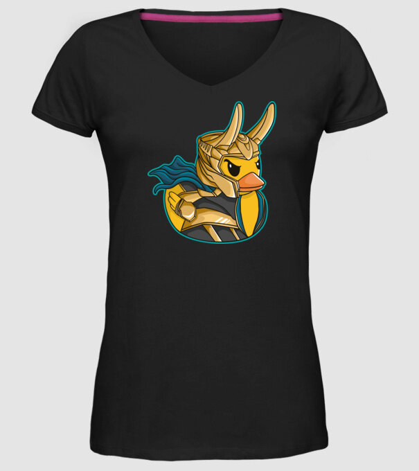 Rață Loki model negru pe tricou