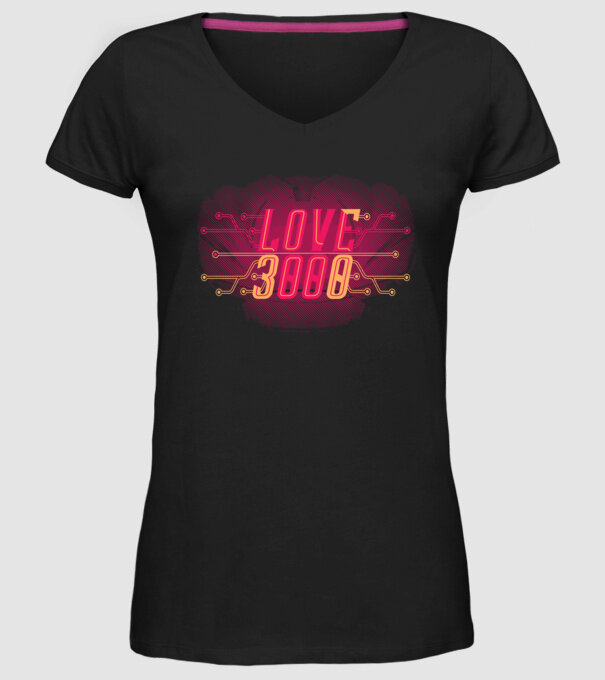 Love 3000 model negru pe tricou