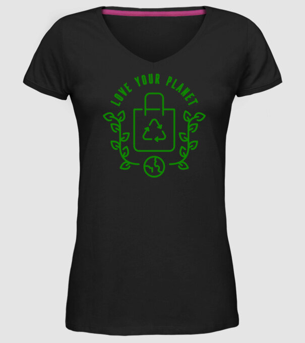 Love Your Planet - Ziua Pământului model negru pe tricou