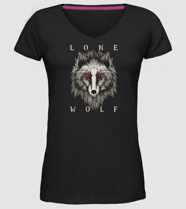 Lup Singuratic model negru pe tricou