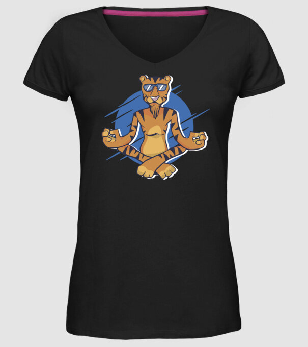 Tigru meditator model negru pe tricou