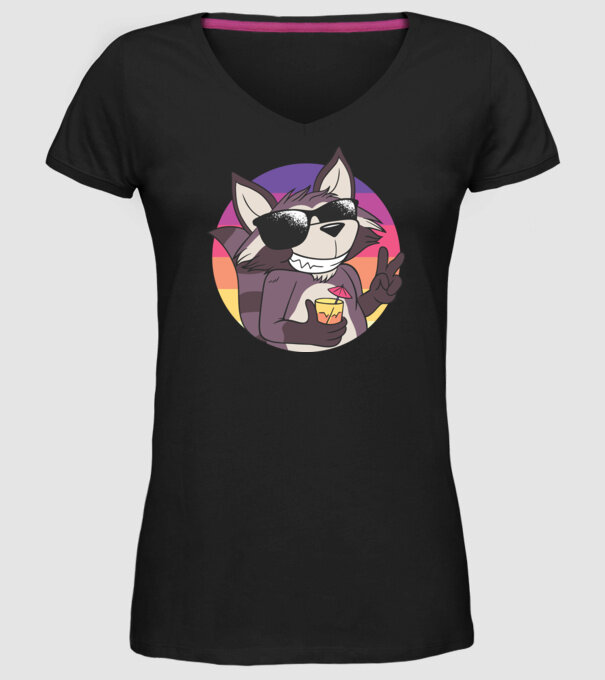 Raton cool model negru pe tricou