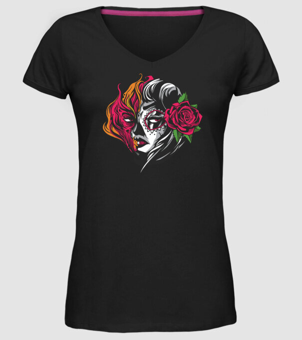 Fată Mexicană Demon model negru pe tricou