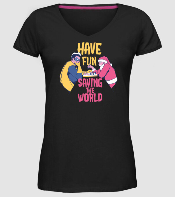 Moș Crăciun și șah super-erou - tricou de Crăciun amuzant model negru pe tricou