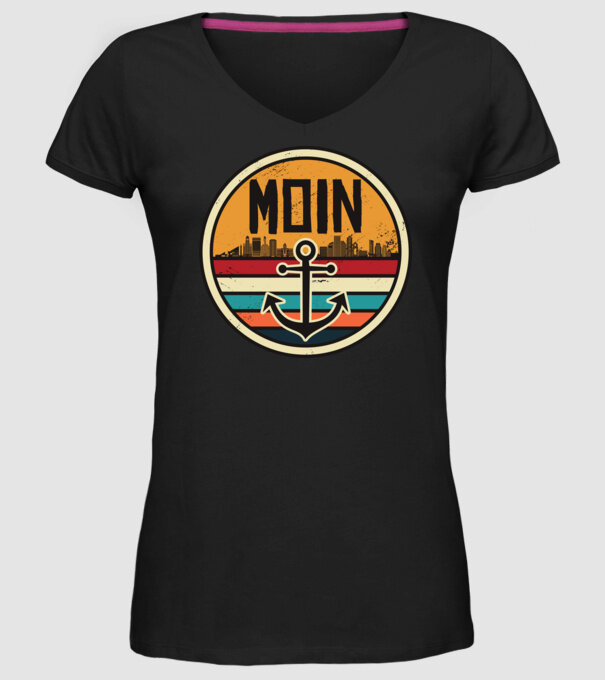 Ancoră Moin model negru pe tricou