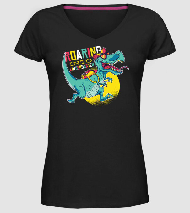 De acum încolo, voi urla în grădiniță cu Dinozaur model negru pe tricou