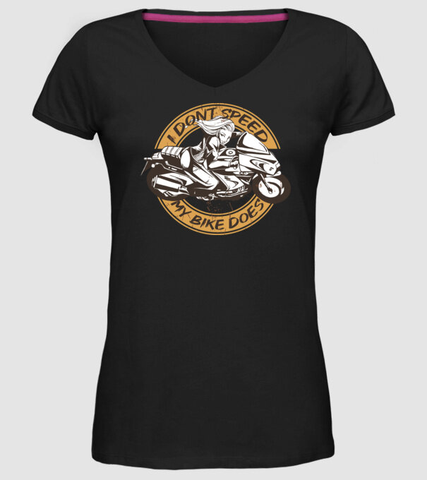 Fată Motociclist model negru pe tricou