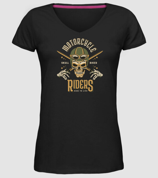 Craniu Motociclist model negru pe tricou