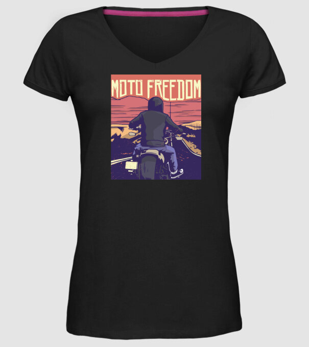 Libertate Motociclist model negru pe tricou