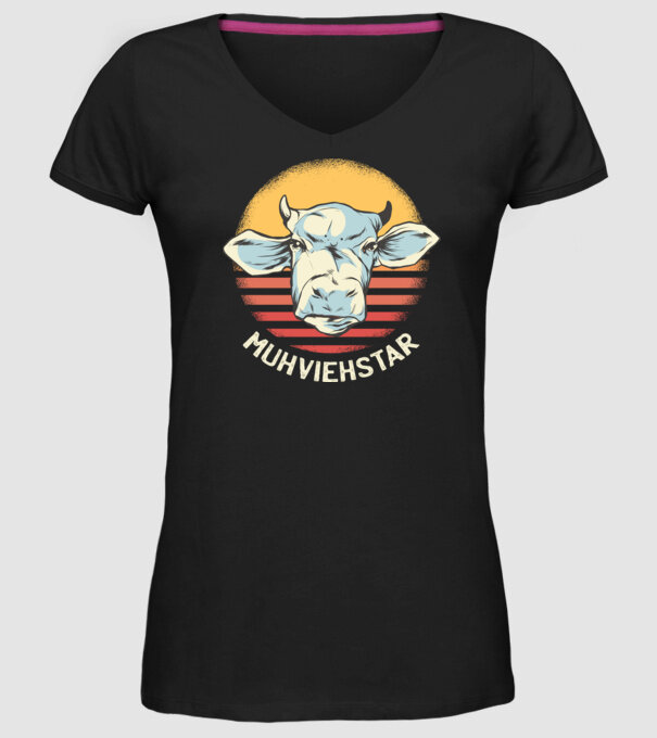 Vacă Muhviehstar model negru pe tricou