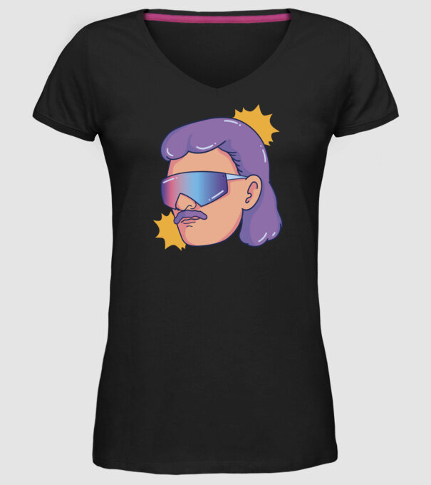 Cap Mullet Retro model negru pe tricou