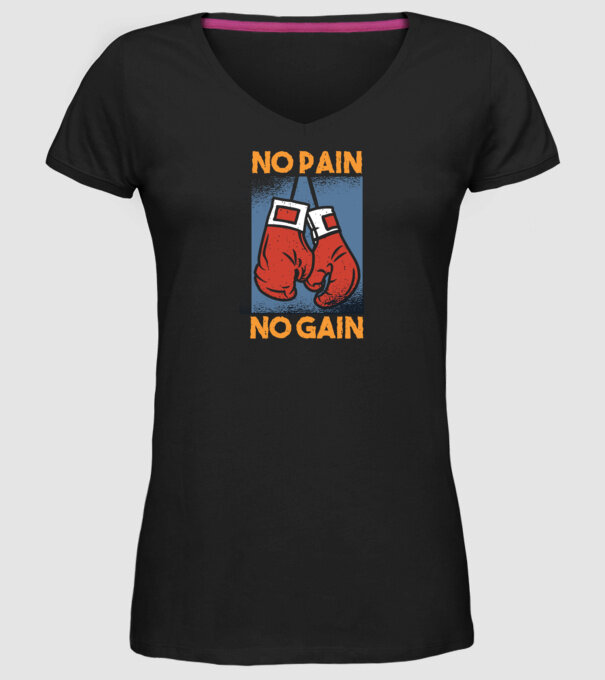 No pain no gain box model negru pe tricou