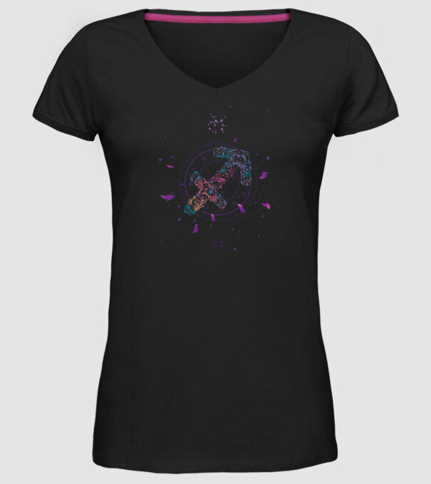 Saggitarius Zodiac model negru pe tricou