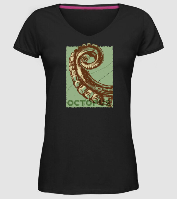 Caracatiță Octopus model negru pe tricou