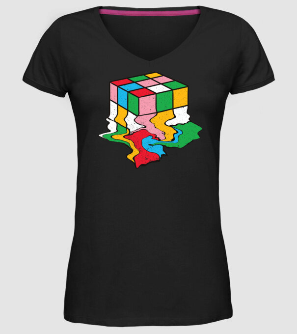 Cub Rubik topindu-se model negru pe tricou